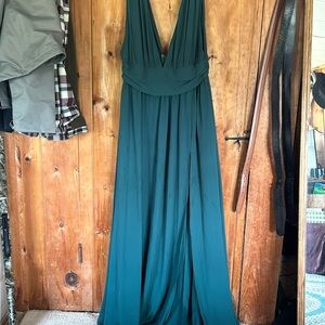 lulus green goddess gown dark green